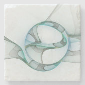 Modern Abstract Fractal Art Blue Turquoise Gray Stenen Onderzetter (Voorkant)