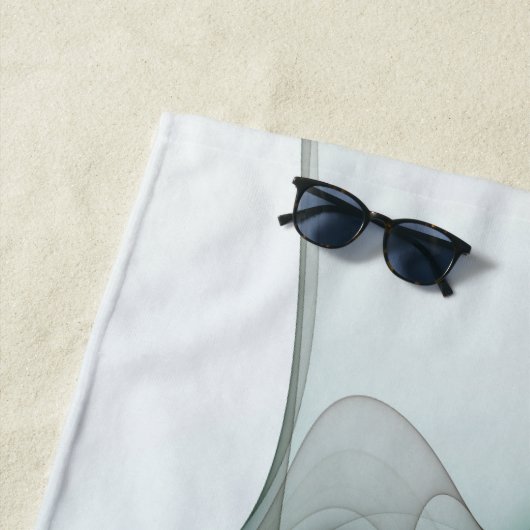 Modern Abstract Fractal Art Blue Turquoise Gray Strandlaken (In situ)