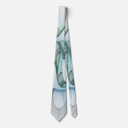Modern Abstract Fractal Art Blue Turquoise Gray Stropdas (Voorkant)