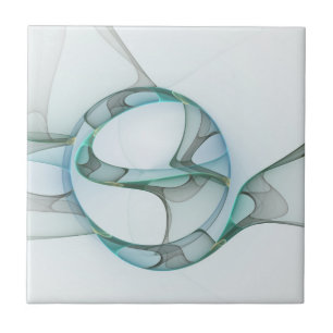 Modern Abstract Fractal Art Blue Turquoise Gray Tegeltje
