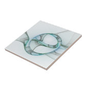 Modern Abstract Fractal Art Blue Turquoise Gray Tegeltje (Zijkant)