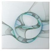 Modern Abstract Fractal Art Blue Turquoise Gray Tegeltje (Voorkant)