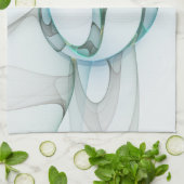 Modern Abstract Fractal Art Blue Turquoise Gray Theedoek (Gevouwen)