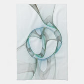 Modern Abstract Fractal Art Blue Turquoise Gray Theedoek (Verticaal)