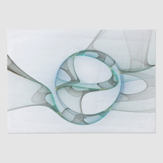Modern Abstract Fractal Art Blue Turquoise Gray Tissuepapier (Voorkant)