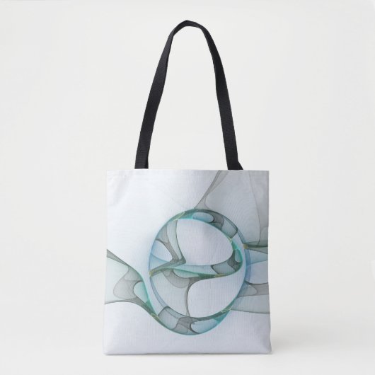 Modern Abstract Fractal Art Blue Turquoise Gray Tote Bag (Voorkant)