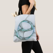Modern Abstract Fractal Art Blue Turquoise Gray Tote Bag (Dichtbij)