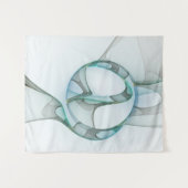 Modern Abstract Fractal Art Blue Turquoise Gray Wandkleed (Voorkant (horizontaal))