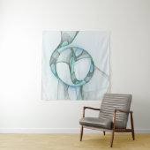 Modern Abstract Fractal Art Blue Turquoise Gray Wandkleed (In Situ (horizontaal))