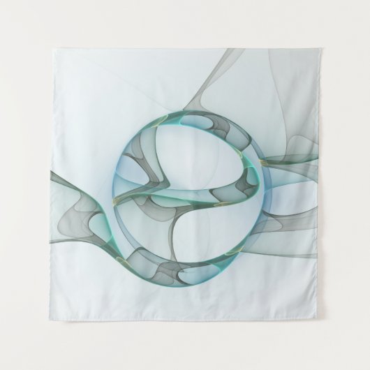 Modern Abstract Fractal Art Blue Turquoise Gray Wandkleed (Voorkant)