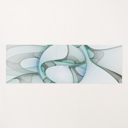 Modern Abstract Fractal Art Blue Turquoise Gray Yogamat (Voorkant (horizontaal))