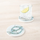 Modern Abstract Fractal Art Blue Turquoise Gray Zandsteen Onderzetter (Zijkant)