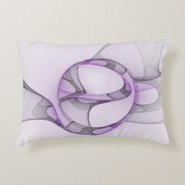 Modern Abstract fractal Art Lavender Gray Accent Kussen (Voorkant)