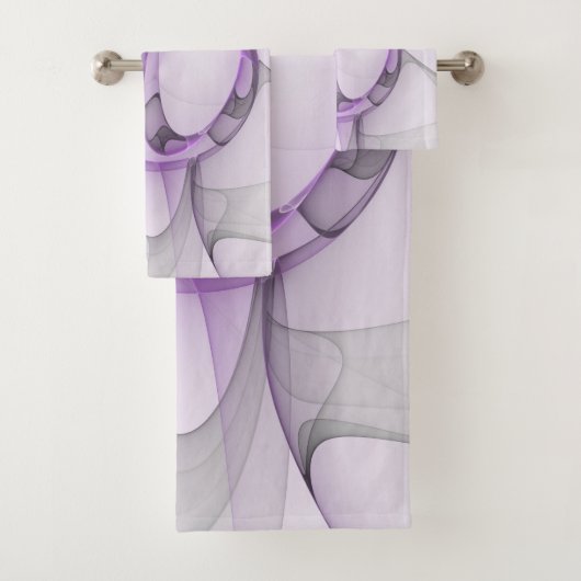 Modern Abstract fractal Art Lavender Gray Bad Handdoek (Insitu)