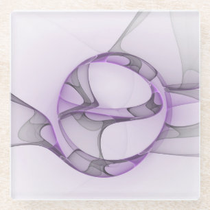 Modern Abstract fractal Art Lavender Gray Glazen Onderzetter