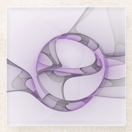 Modern Abstract fractal Art Lavender Gray Glazen Onderzetter (Voorkant)