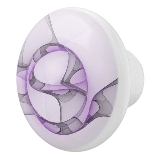 Modern Abstract fractal Art Lavender Gray Keramische Knop (Rechts)