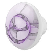 Modern Abstract fractal Art Lavender Gray Keramische Knop (Rechts)