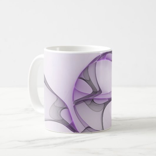 Modern Abstract fractal Art Lavender Gray Koffiemok (Voorkant links)