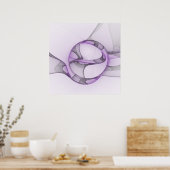 Modern Abstract fractal Art Lavender Gray Poster (Keuken)