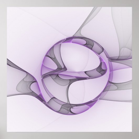 Modern Abstract fractal Art Lavender Gray Poster (Voorkant)