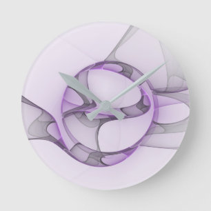 Modern Abstract fractal Art Lavender Gray Ronde Klok