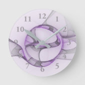 Modern Abstract fractal Art Lavender Gray Ronde Klok (Voorkant)