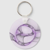 Modern Abstract fractal Art Lavender Gray Sleutelhanger (Voorkant)