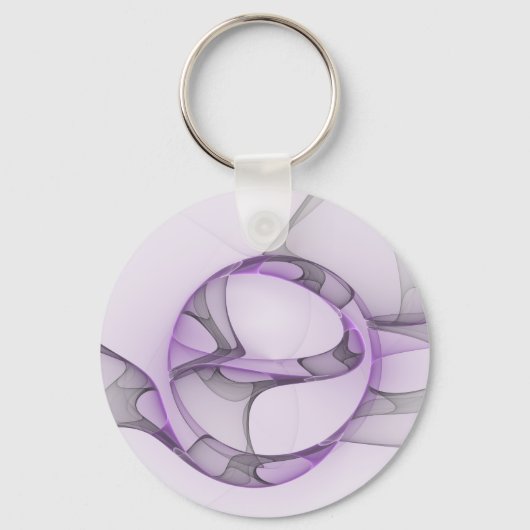 Modern Abstract fractal Art Lavender Gray Sleutelhanger (Voorkant)