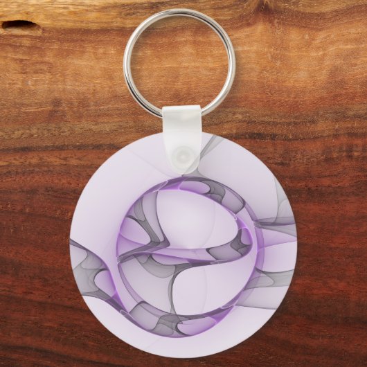 Modern Abstract fractal Art Lavender Gray Sleutelhanger (Voorkant)