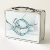 Modern Abstract Fractal Blue Turquoise Gray Name (Achterkant)