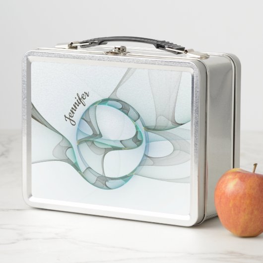 Modern Abstract Fractal Blue Turquoise Gray Name (In situ)