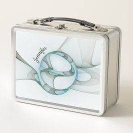 Modern Abstract Fractal Blue Turquoise Gray Name