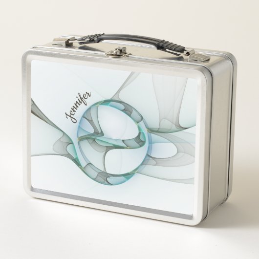 Modern Abstract Fractal Blue Turquoise Gray Name (Voorkant)