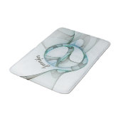 Modern Abstract Fractal Blue Turquoise Gray Name Badmat (Gekanteld)