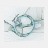 Modern Abstract Fractal Blue Turquoise Gray Name Fleece Deken (Voorkant (Horizontaal))
