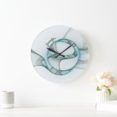 Modern Abstract Fractal Blue Turquoise Gray Name Grote Klok (Huis)