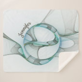 Modern Abstract Fractal Blue Turquoise Gray Name Sherpa Deken (Voorkant (horizontaal))