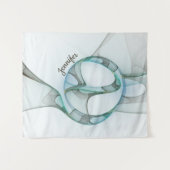 Modern Abstract Fractal Blue Turquoise Gray Name Wandkleed (Voorkant (horizontaal))