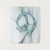 Modern Abstract Fractal Blue Turquoise Gray Name Wandkleed (Voorkant)