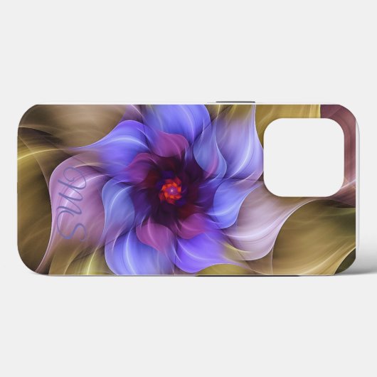 Modern Abstract Fractal Kleurrijk Bloem Monogram Case-Mate iPhone Case (Achterkant (horizontaal))