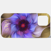 Modern Abstract Fractal Kleurrijk Bloemmonogram Case-Mate iPhone Case (Achterkant (horizontaal))
