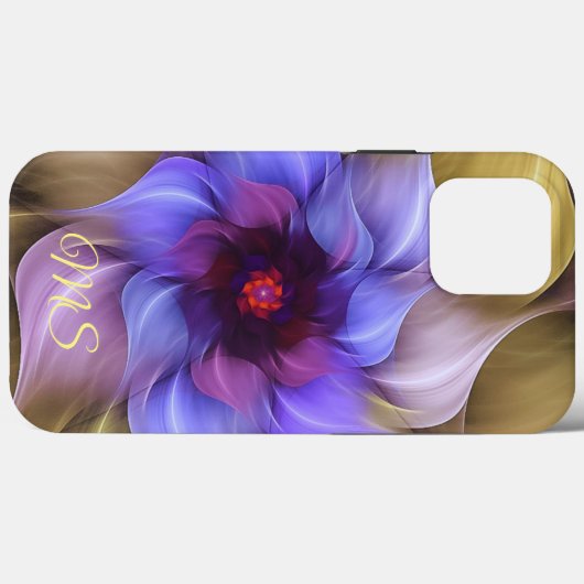 Modern Abstract Fractal Kleurrijk Bloemmonogram Case-Mate iPhone Case (Achterkant (horizontaal))
