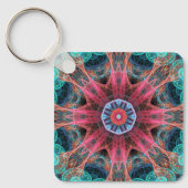 Modern Abstract Fractal Red and Blue Design Sleutelhanger (Voorkant)