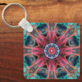 Modern Abstract Fractal Red and Blue Design Sleutelhanger (Voorkant)