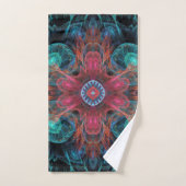Modern Abstract Fractal Red en Blue Design Bad Handdoek (Handdoek)