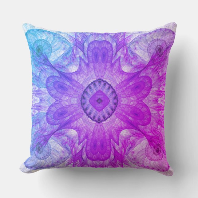 Modern Abstract Fractal roze en blauw ontwerp Kussen (Voorkant)