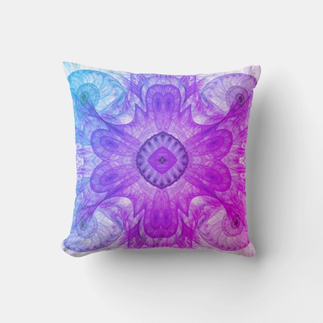 Modern Abstract Fractal roze en blauw ontwerp Kussen (Voorkant)