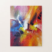 Modern Abstract Geel Blauw Paars Trendy Legpuzzel (Verticaal)