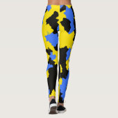 Modern Abstract geel blauw zwart patroonontwerp Leggings (Achterkant)